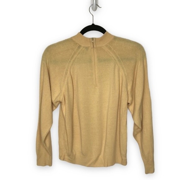 Vintage Hampshire Studio Mock Turtleneck Zip Back Sweater Yellow Gold Women PM - Picture 2 of 11